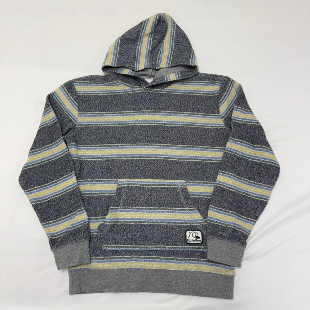 Quiksilver Mens XL Striped Baja Style‎ Hoodie Sweatshirt Pullover Tropical Flow